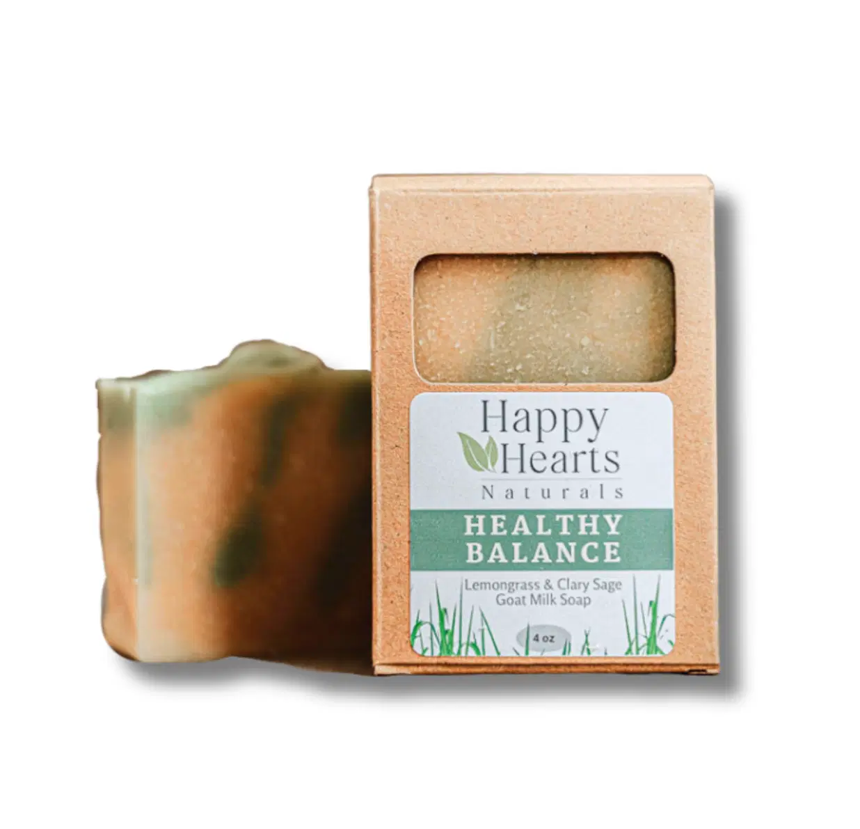 Happy Hearts Naturals - Healthy Balance Goat Milk Soap - Lemongrass & Clary Sage, Nourishing & Refreshing Cleanser Bar