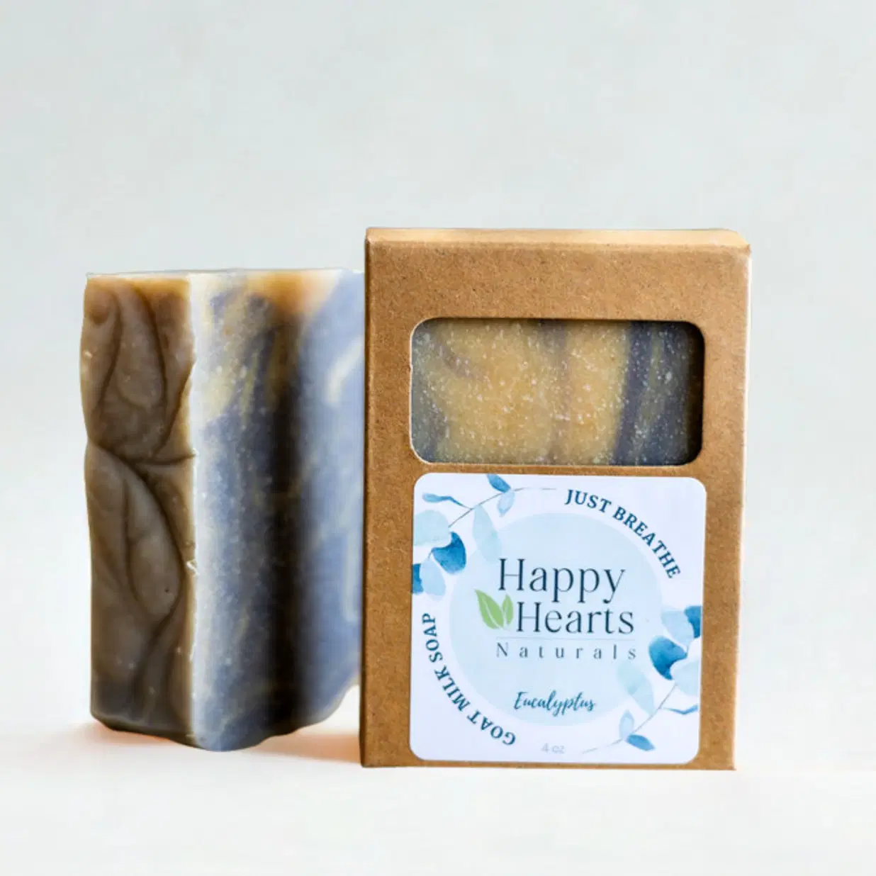 Happy Hearts Naturals - Just Breathe Goat Milk Soap - Refreshing Eucalyptus Cleanser Bar