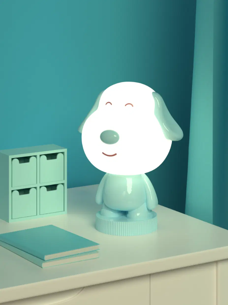 Lumi Pals - Kid's Table lamp/ night light Pedestal Style Animal Doggy - Doggy / Blue