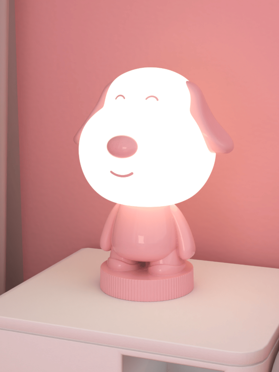 Lumi Pals - Kid's Table lamp/ night light Pedestal Style Animal Doggy - Doggy / Pink