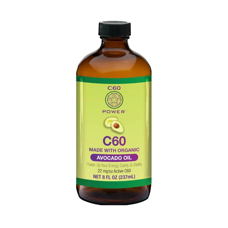 C60 Power - AVO 8-oz.- Organic Avocado Oil, 8 Fl Oz, 99.99% Pure Carbon Fullerenes, Lift Oxidative Burden, Optimize Mitochondrial Function