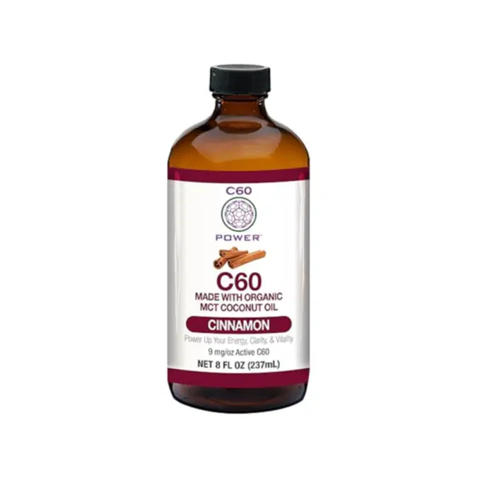 C60 Power Cinnamon Flavored C60 MCT Coconut Oil - Organic Cold-Pressed Coconut Oil - 99.99% Pure C60 Carbon Fullerenes - Boost Energy & Mental Focus (8oz)