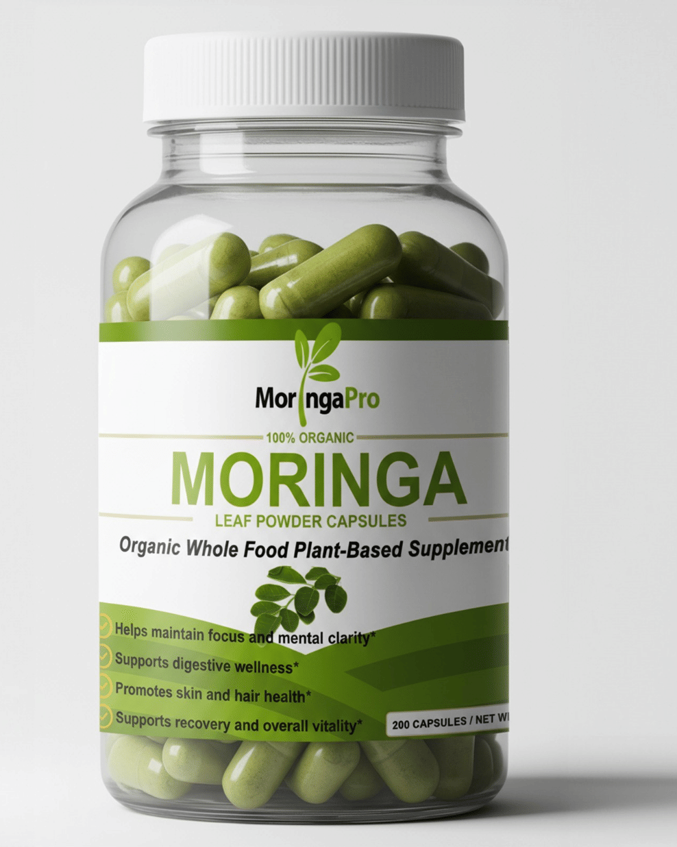 Moringa Oleifera Leaf Capsules - Organic  – Premium Green Superfood -
