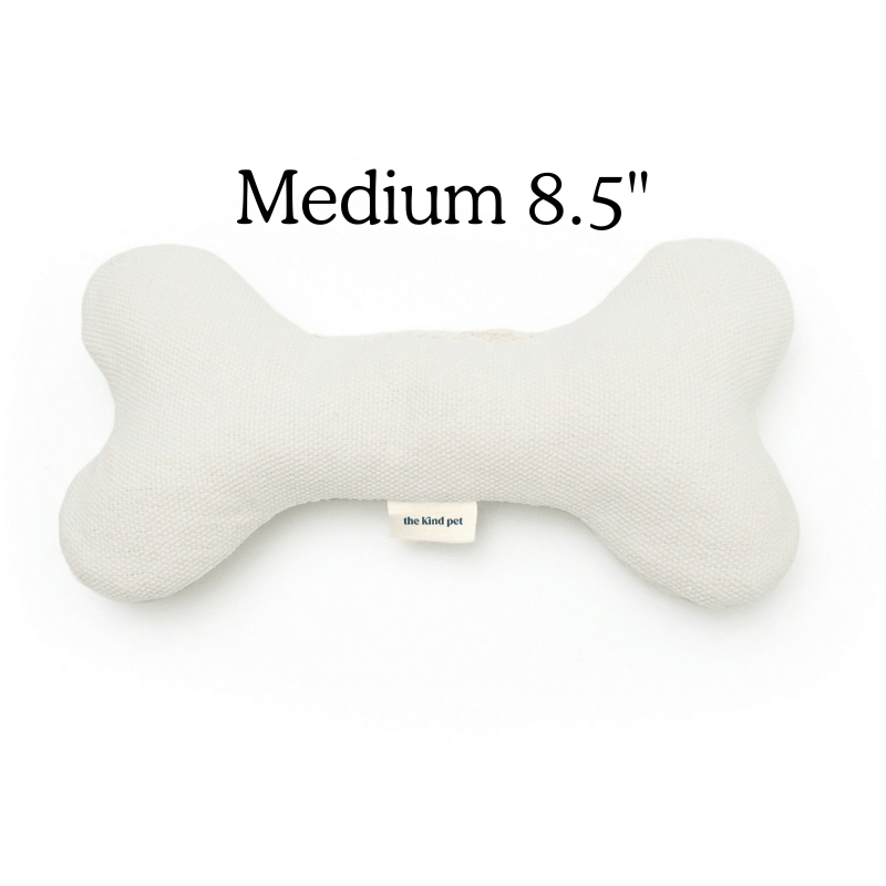 Boba & Vespa Plush Hemp Dog Bone Toy for Gentle Chewers | Soft & Squeaker Free - Medium (8.5") / Natural White