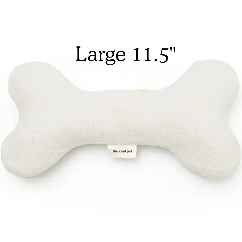 Boba & Vespa Plush Hemp Dog Bone Toy for Gentle Chewers | Soft & Squeaker Free - Large (11.5") / Natural White