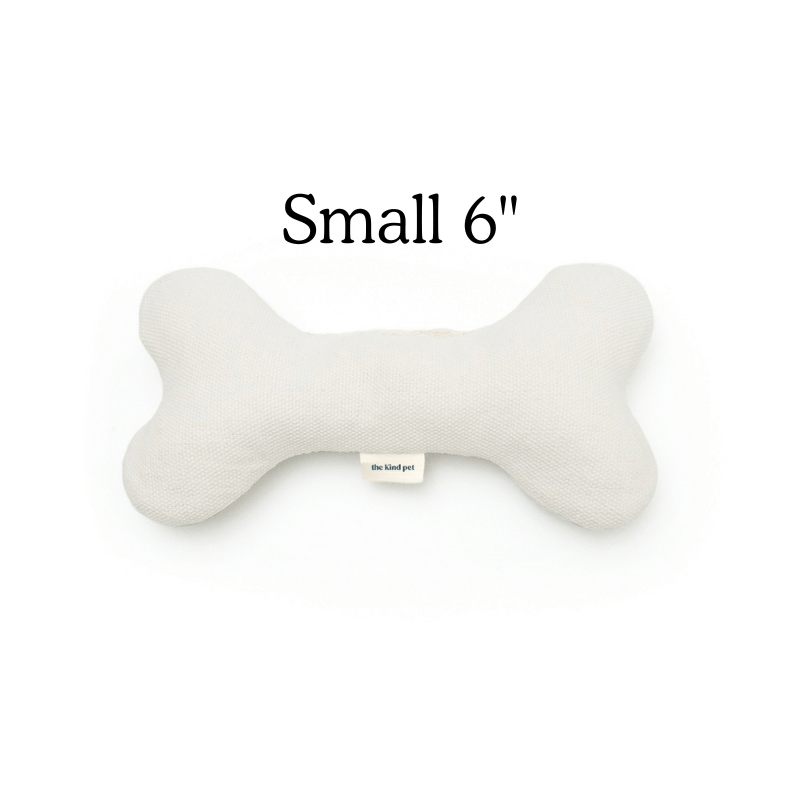 Boba & Vespa Plush Hemp Dog Bone Toy for Gentle Chewers | Soft & Squeaker Free - Small (6") / Natural White