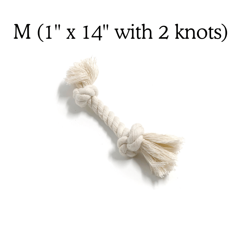 Boba & Vespa 100% Organic Cotton Rope Dog Toy - 5 Sizes - M (1" x 14" with 2 knots)