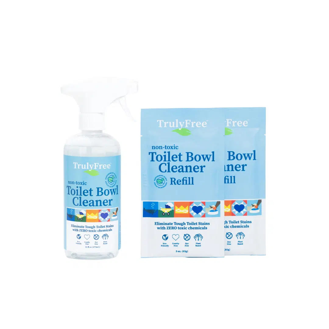 Truly Free Home's Toilet Bowl Cleaner - Peppermint Scent - Empty Bottle + 2 Refills