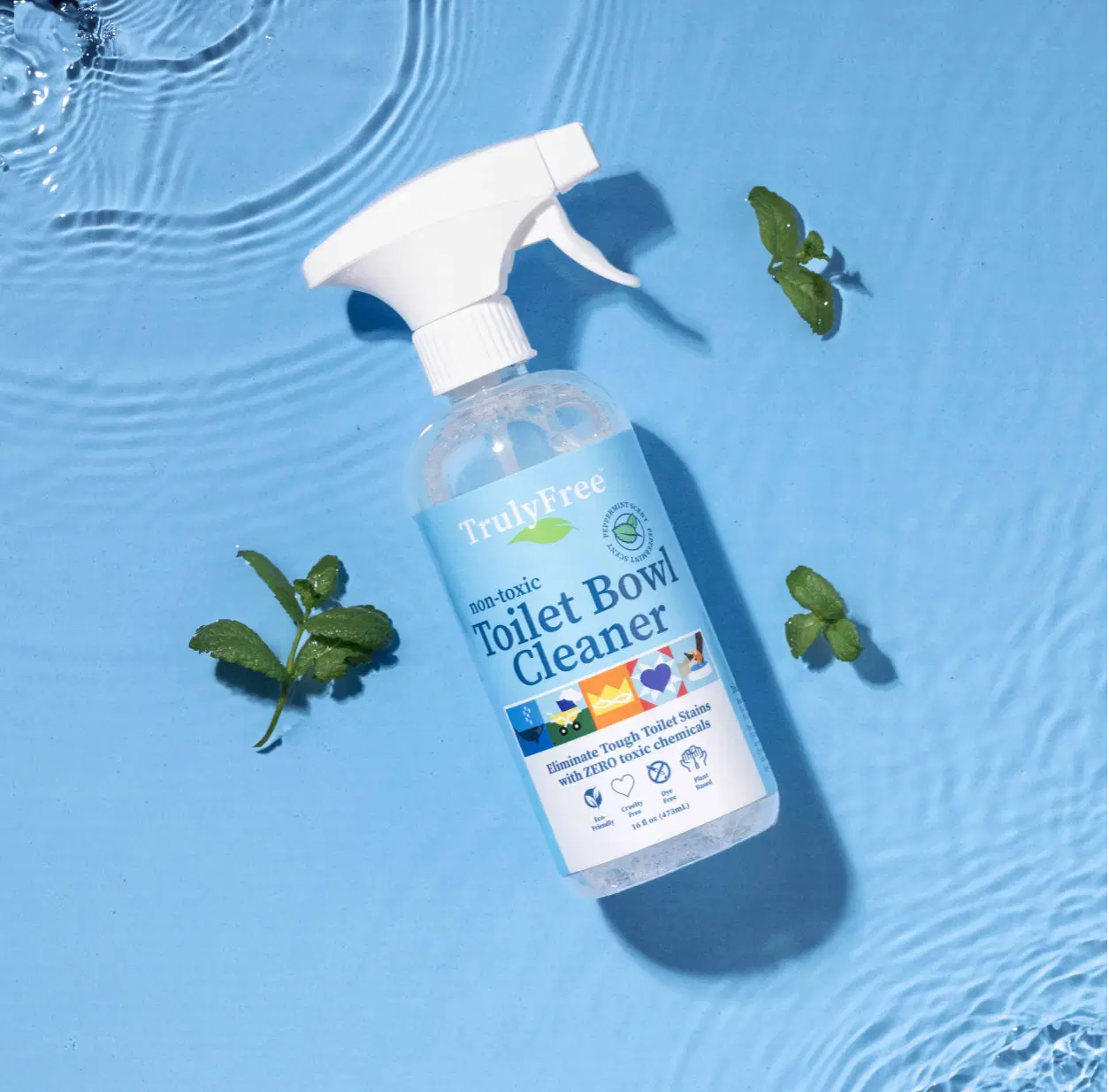 Truly Free Home's Toilet Bowl Cleaner - Peppermint Scent - Empty Bottle + 2 Refills