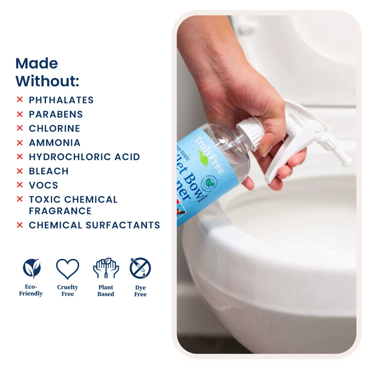 Truly Free Home's Toilet Bowl Cleaner - Peppermint Scent - Empty Bottle + 2 Refills