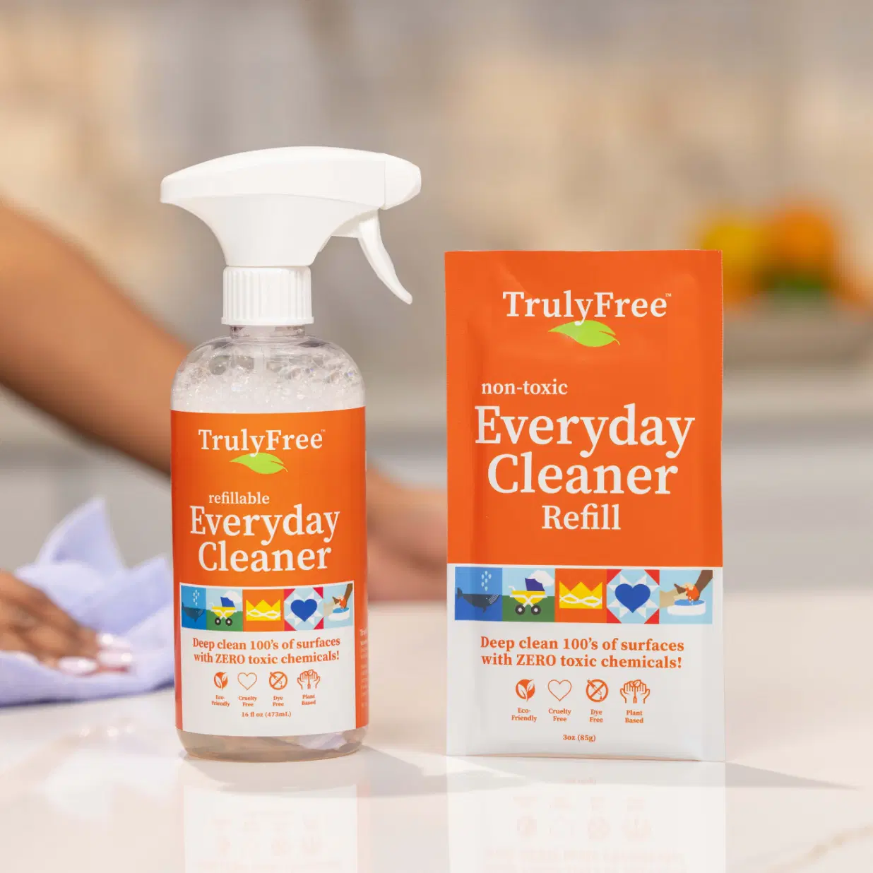 Truly Free Home's Everyday Cleaner - Refillable Bottle + 2 Refills