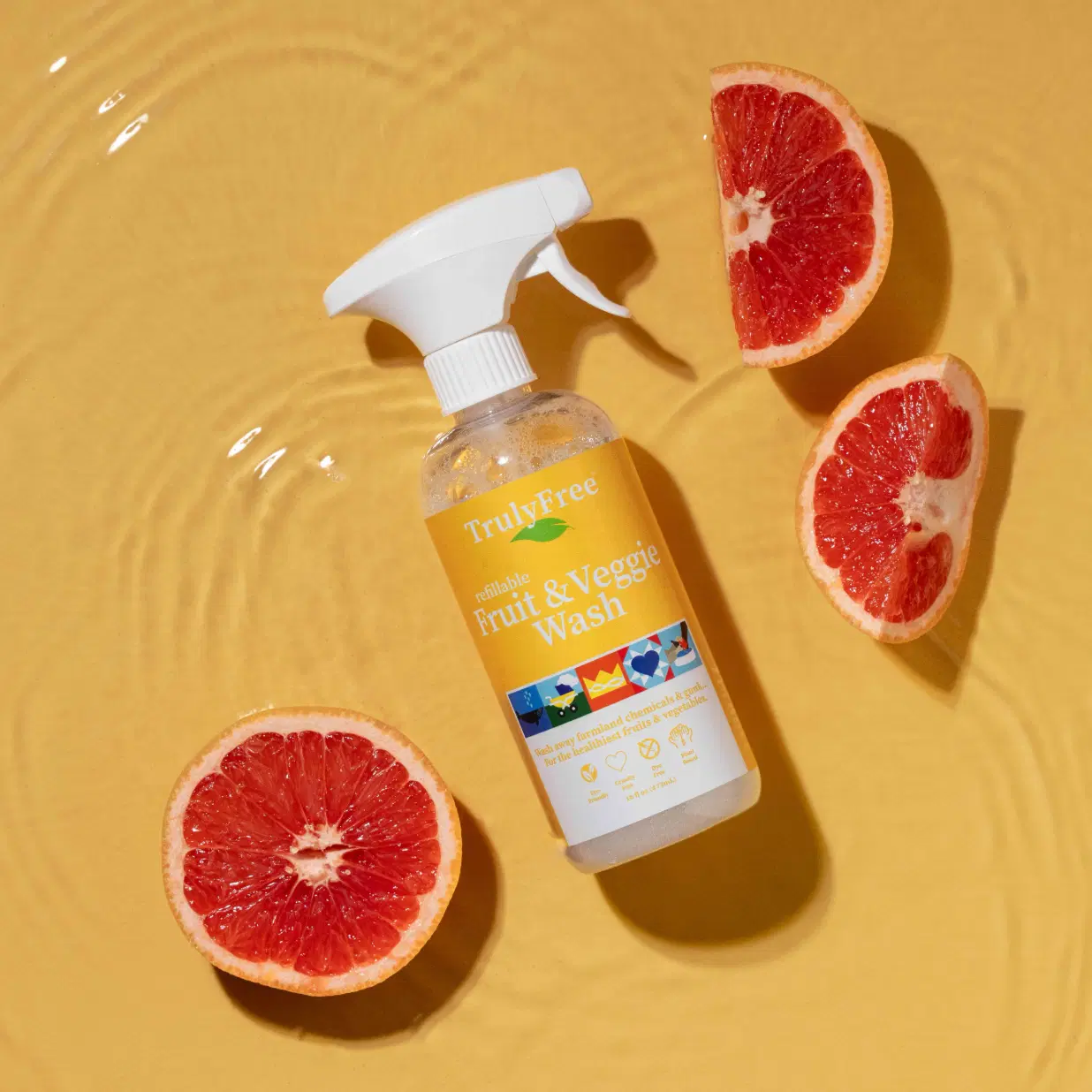 Truly Free Home's Fruit & Veggie Wash - Refillable Bottle + 2 Refills