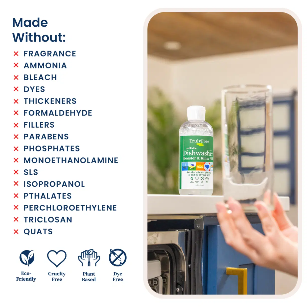 Truly Free Home Natural Dishwasher Booster & Rinse Aid - 3 Refills