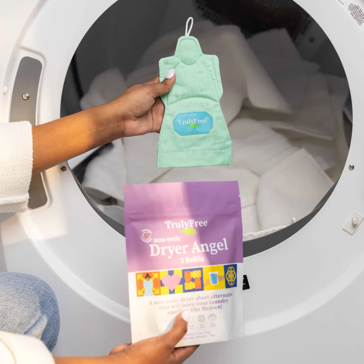 Truly Free Home's Dryer Angel - Lemongrass & Geranium - Refillable Angel Cover + 2 Refills