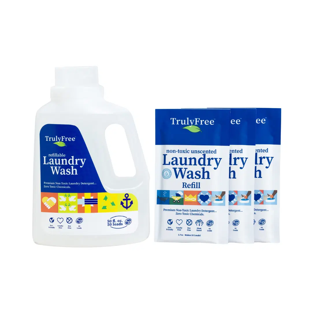 Truly Free Home's Laundry Wash - Unscented - Refillable Jug + 3 Refills
