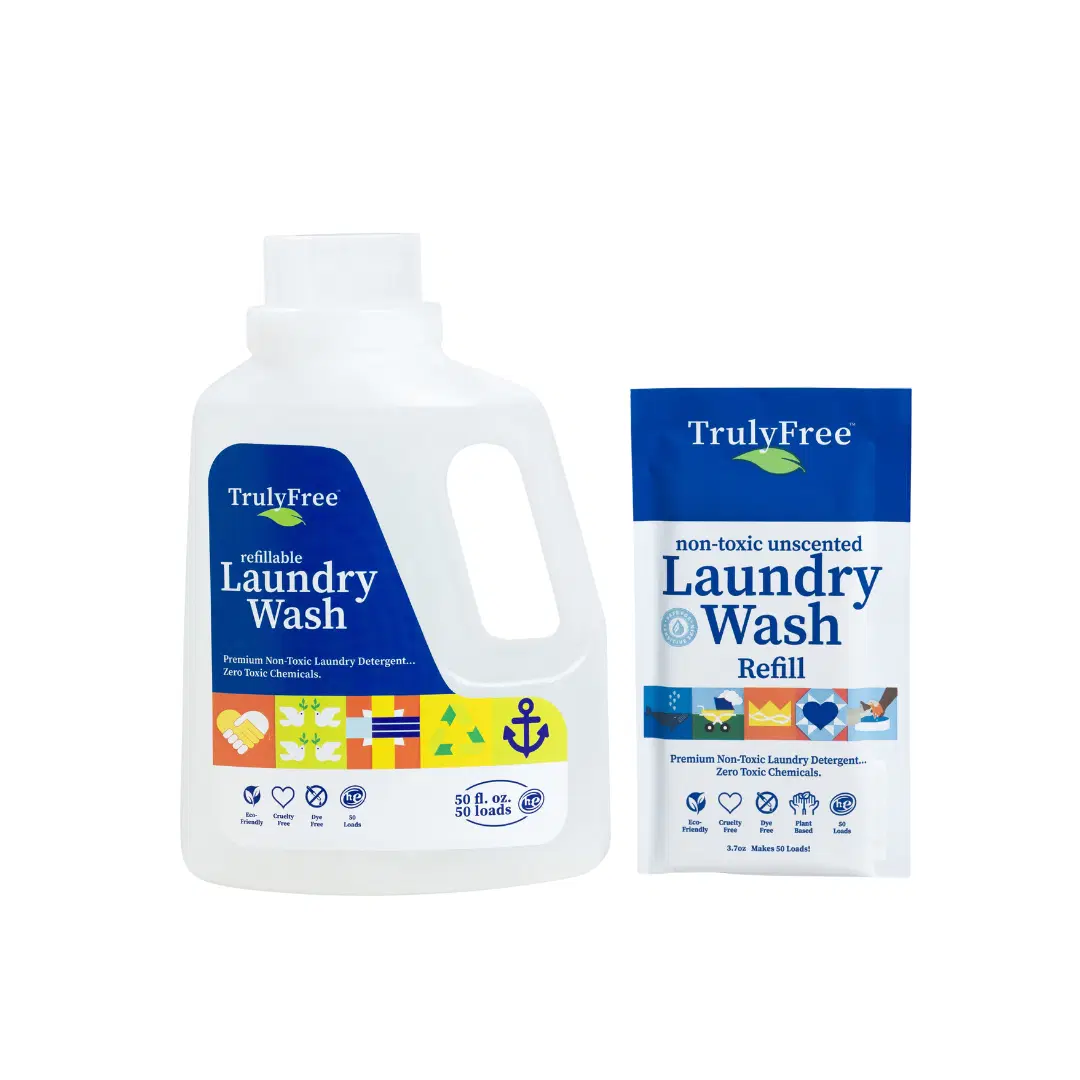 Truly Free Home's Laundry Wash - Unscented - Refillable Jug + 1 Refill