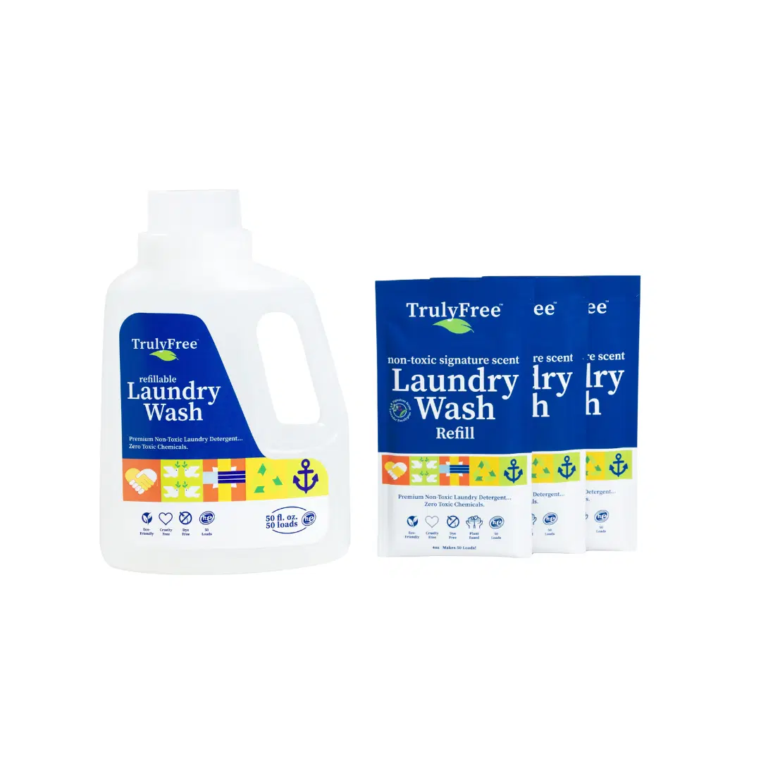 Truly Free Home's Laundry Wash - Signature Scent - Refillable Jug + 3 Refills