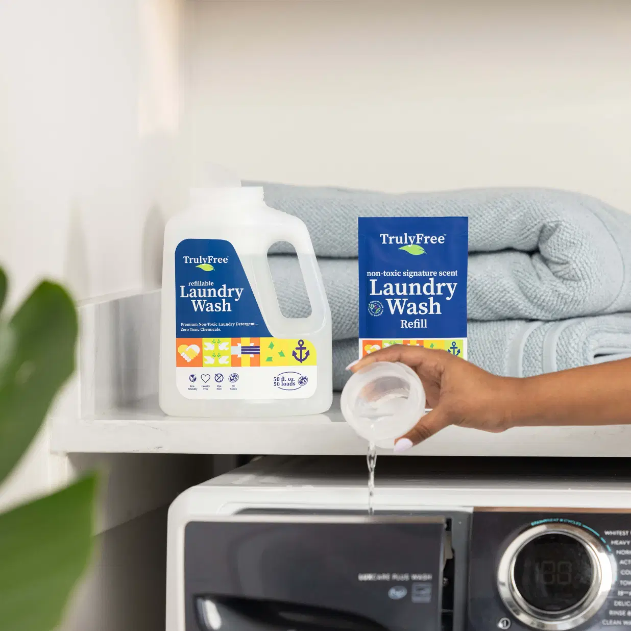 Truly Free Home's Laundry Wash - Signature Scent - Refillable Jug + 1 Refill