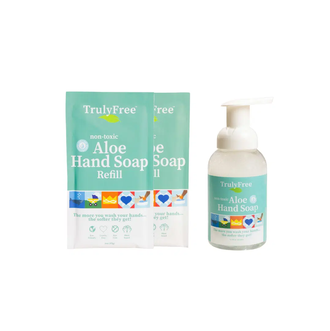 Truly Free Home's Aloe Hand Soap - Unscented - Refillable Bottle + 2 Refills