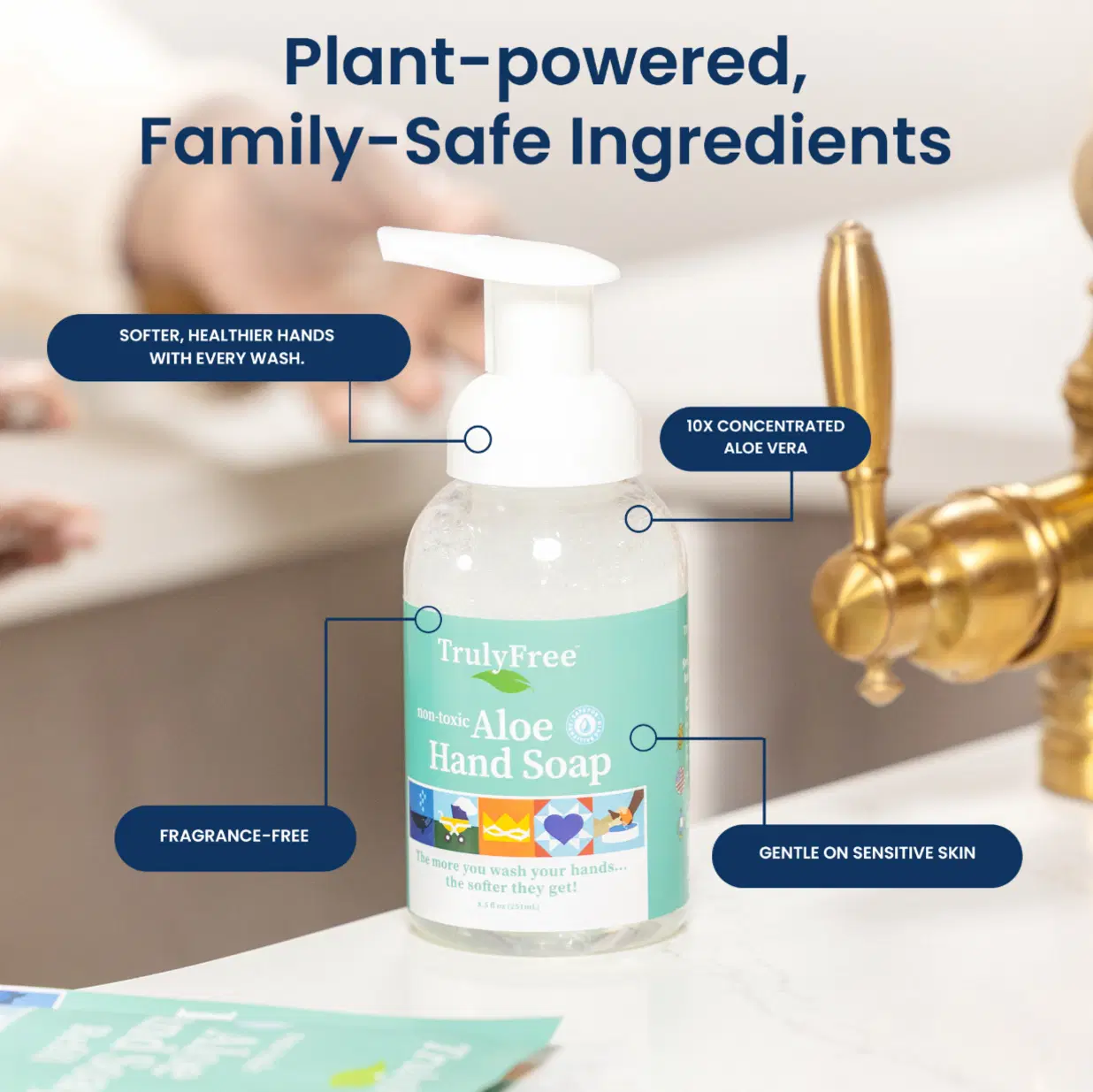 Truly Free Home's Aloe Hand Soap - Unscented - Refillable Bottle + 2 Refills