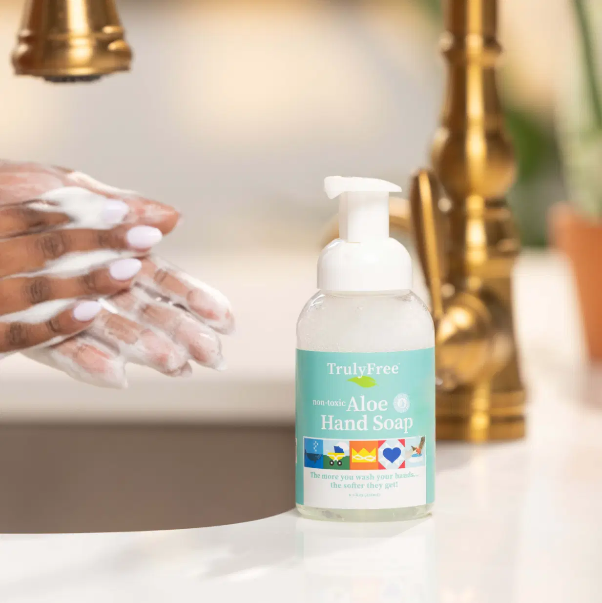 Truly Free Home's Aloe Hand Soap - Unscented - Refillable Bottle + 2 Refills