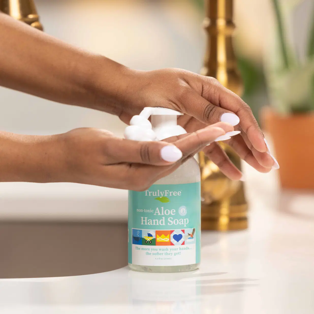 Truly Free Home's Aloe Hand Soap - Unscented - Refillable Bottle + 2 Refills