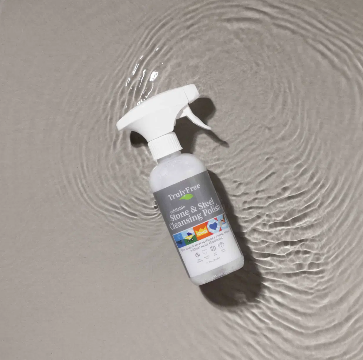 Truly Free Home's Stone & Steel Cleansing Polish - Refillable Bottle + 1 Refill