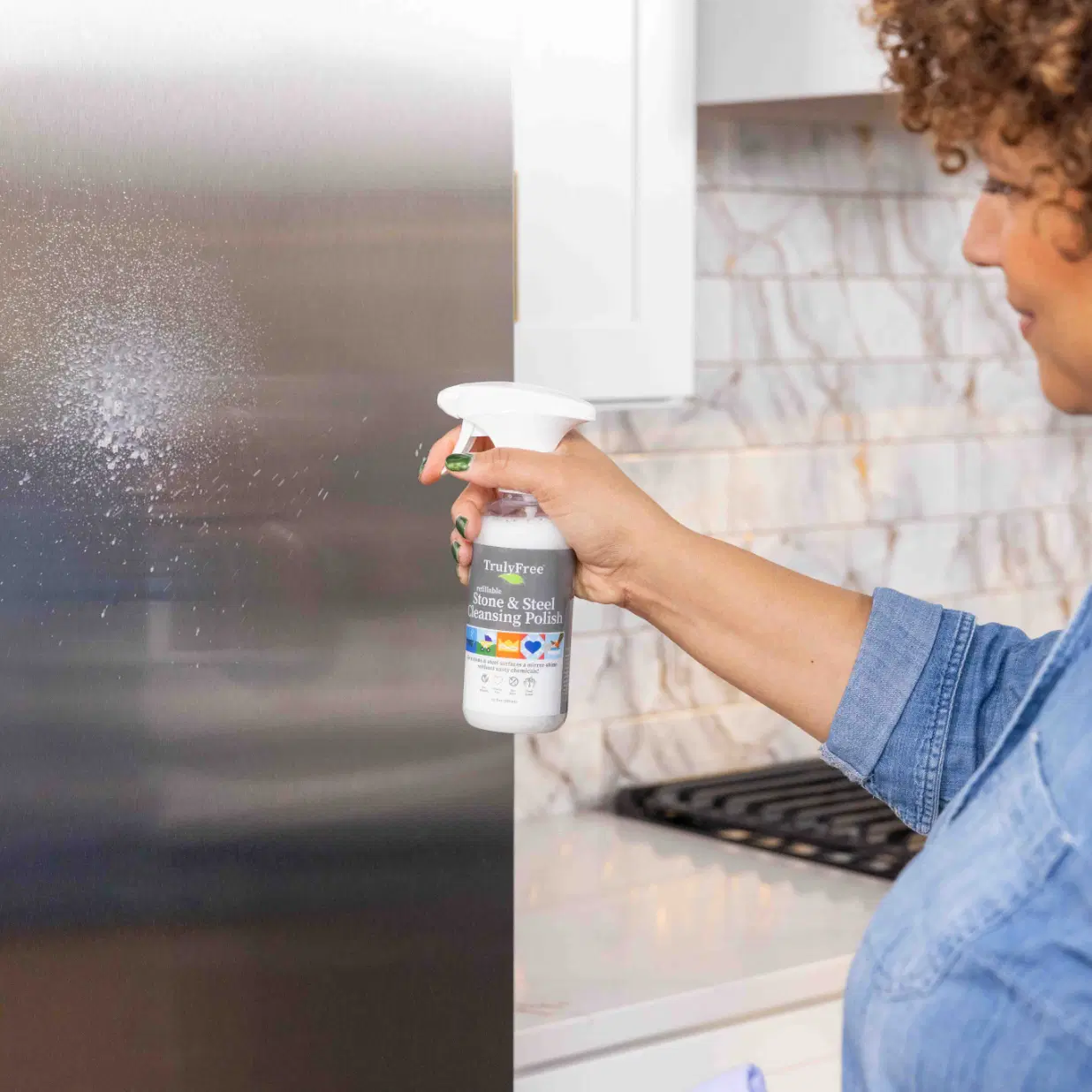 Truly Free Home's Stone & Steel Cleansing Polish - Refillable Bottle + 1 Refill