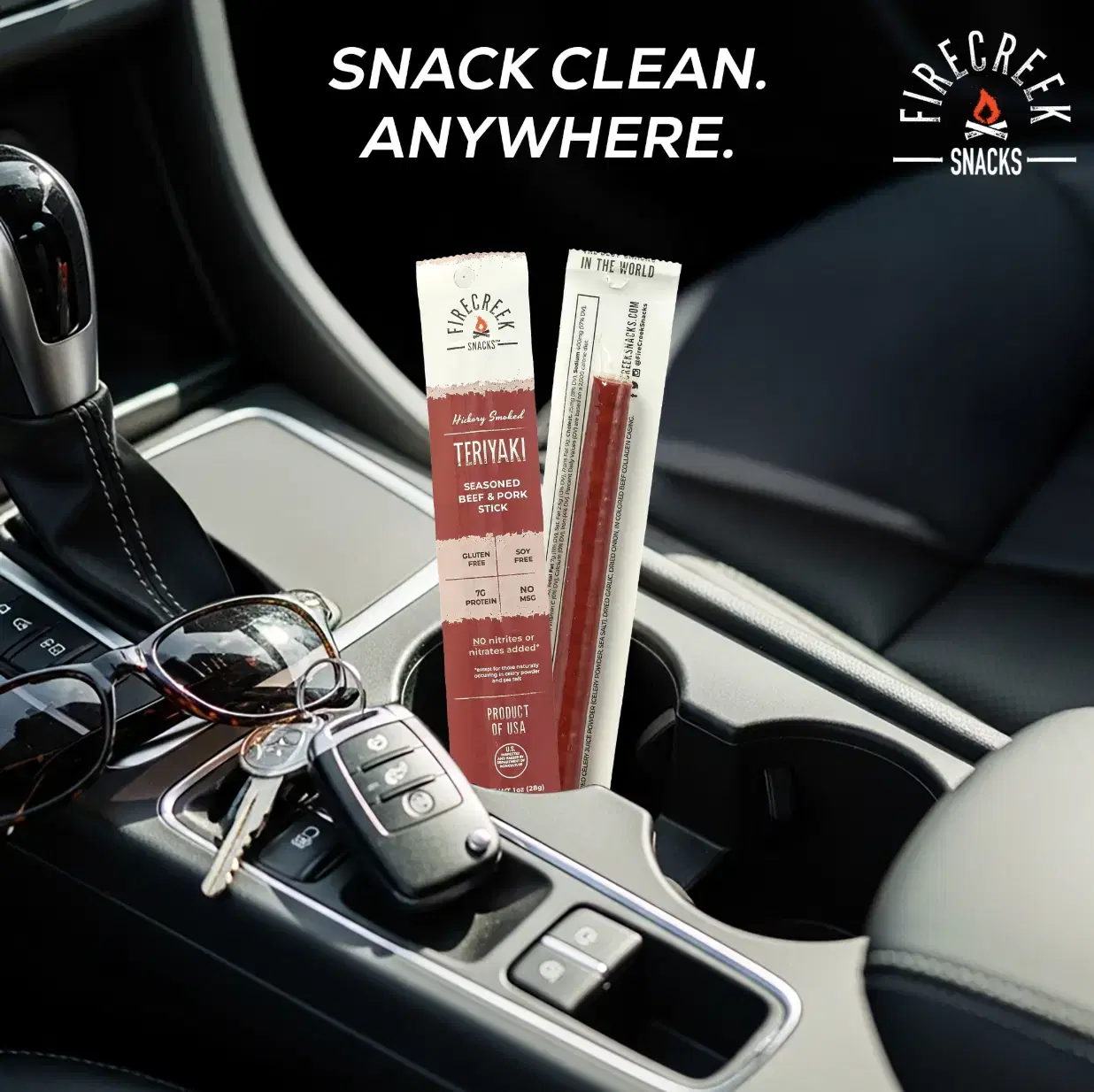 Teriyaki Meat Sticks - Hickory-Smoked Beef & Pork, Sweet-Savory Teriyaki Flavor, High-Protein Snack - 10-Pack