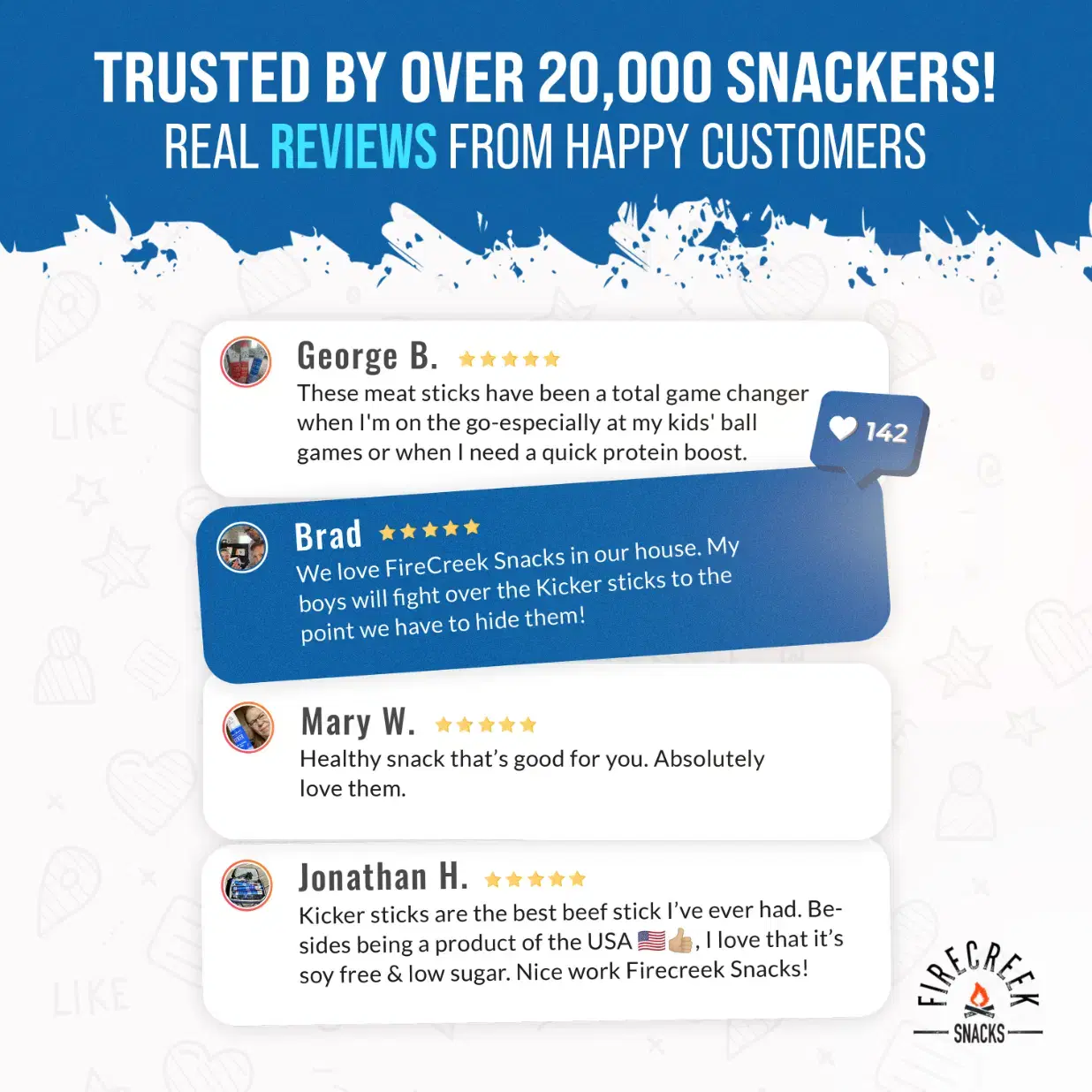 Kicker - Spicy Meat Sticks - Hickory-Smoked Beef & Pork, High-Protein, Low-Sugar Snack - 10-Pack