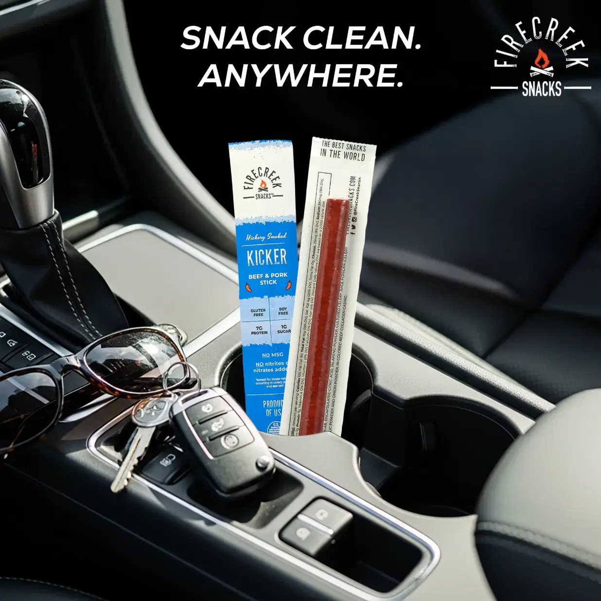 Kicker - Spicy Meat Sticks - Hickory-Smoked Beef & Pork, High-Protein, Low-Sugar Snack - 10-Pack