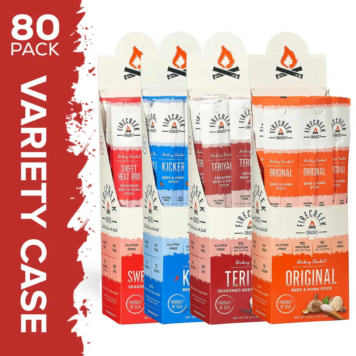 80-Piece SUPER Variety Pack - Original, Spicy Kicker, Teriyaki & Sweet Heat BBQ - Shelf-Stable Snack Box