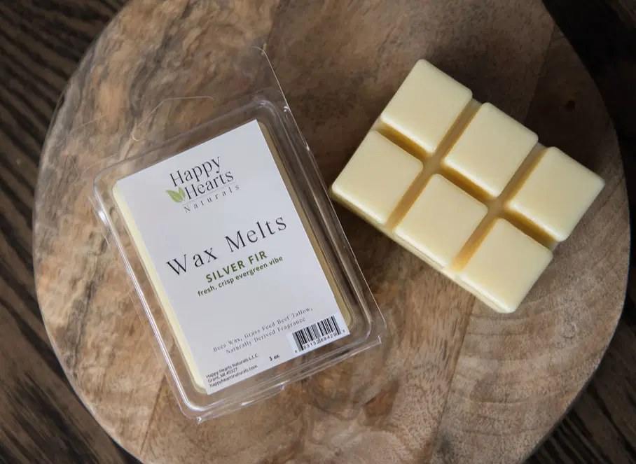 Happy Hearts Naturals - Wax Melts - Tallow & Beeswax - Silver Fir - Fresh, Crisp Evergreen Vibe - Natural & Non-Toxic Home Fragrance Cubes