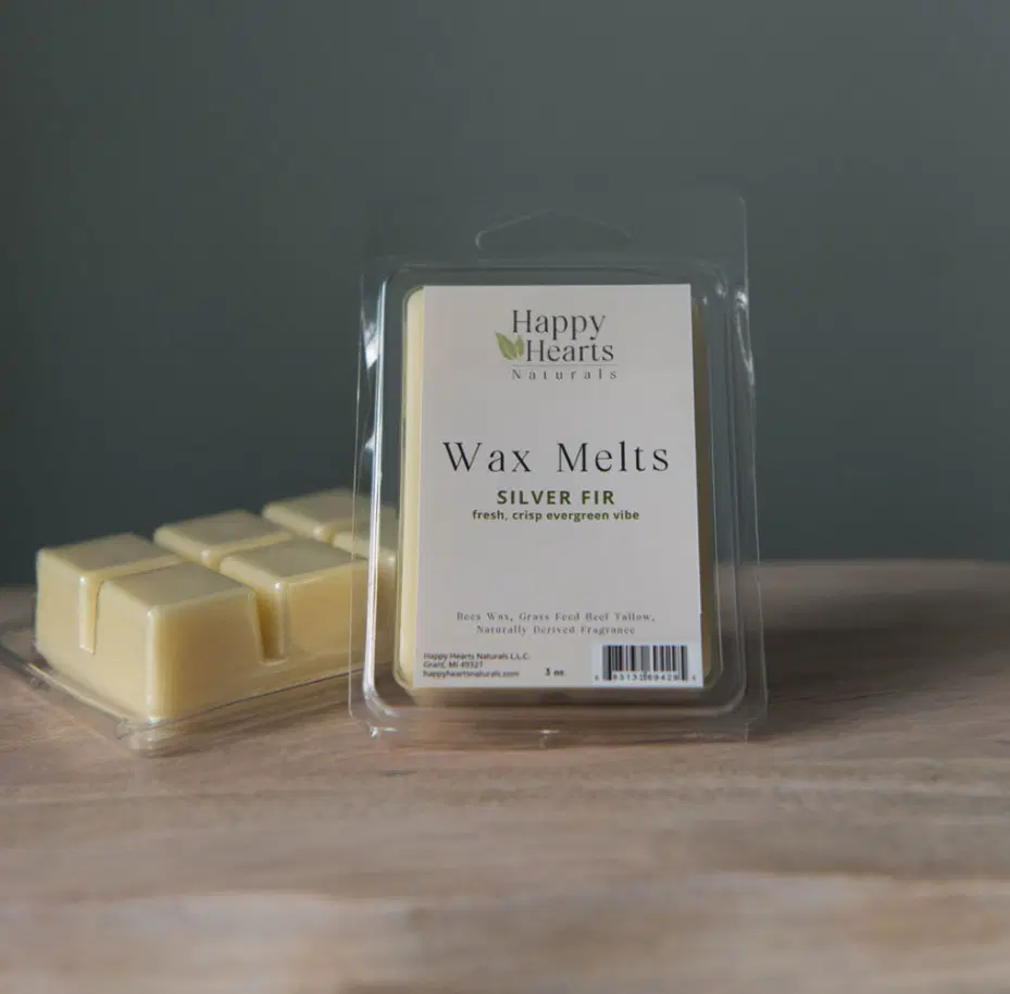 Happy Hearts Naturals - Wax Melts - Tallow & Beeswax - Silver Fir - Fresh, Crisp Evergreen Vibe - Natural & Non-Toxic Home Fragrance Cubes
