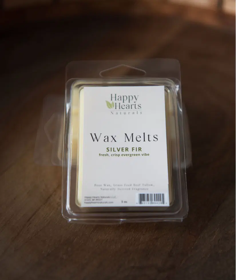 Happy Hearts Naturals - Wax Melts - Tallow & Beeswax - Silver Fir - Fresh, Crisp Evergreen Vibe - Natural & Non-Toxic Home Fragrance Cubes