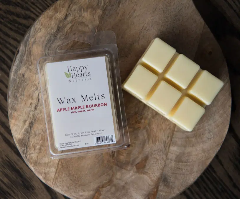 Happy Hearts Naturals - Wax Melts - Tallow & Beeswax - Maple Apple Bourbon - Rich, Sweet & Warm - Natural & Non-Toxic Home Fragrance Cubes
