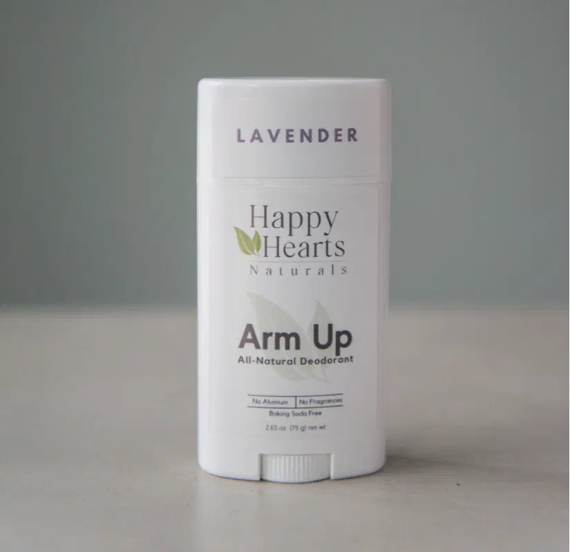 Happy Hearts Naturals Arm Up Deodorant - Aluminum & Baking-Soda Free, All-Natural Odor Control - Lavender
