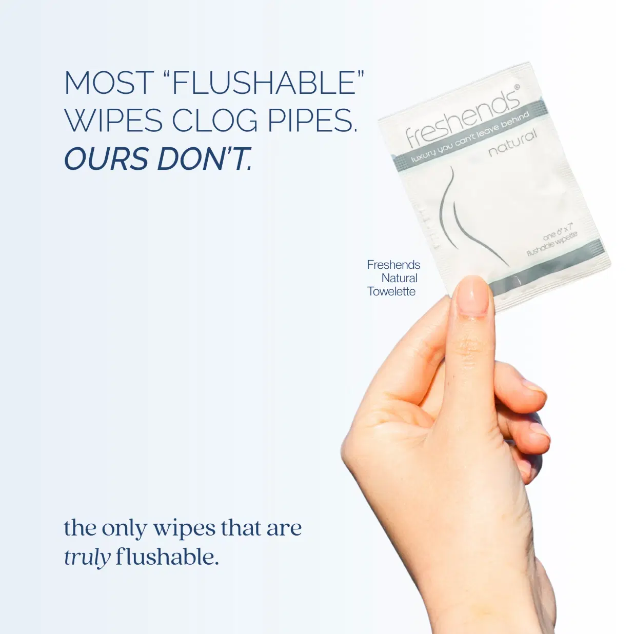 Freshends All Natural Towelettes - Alcohol-Free, Biodegradable, Individually Wrapped Body & Bathroom Wipes - 50