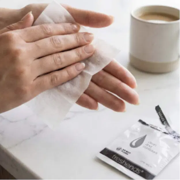 Hand Sanitizer Towelette - Pre-Moistened Antibacterial Wipes for Hands On-The-Go - 50