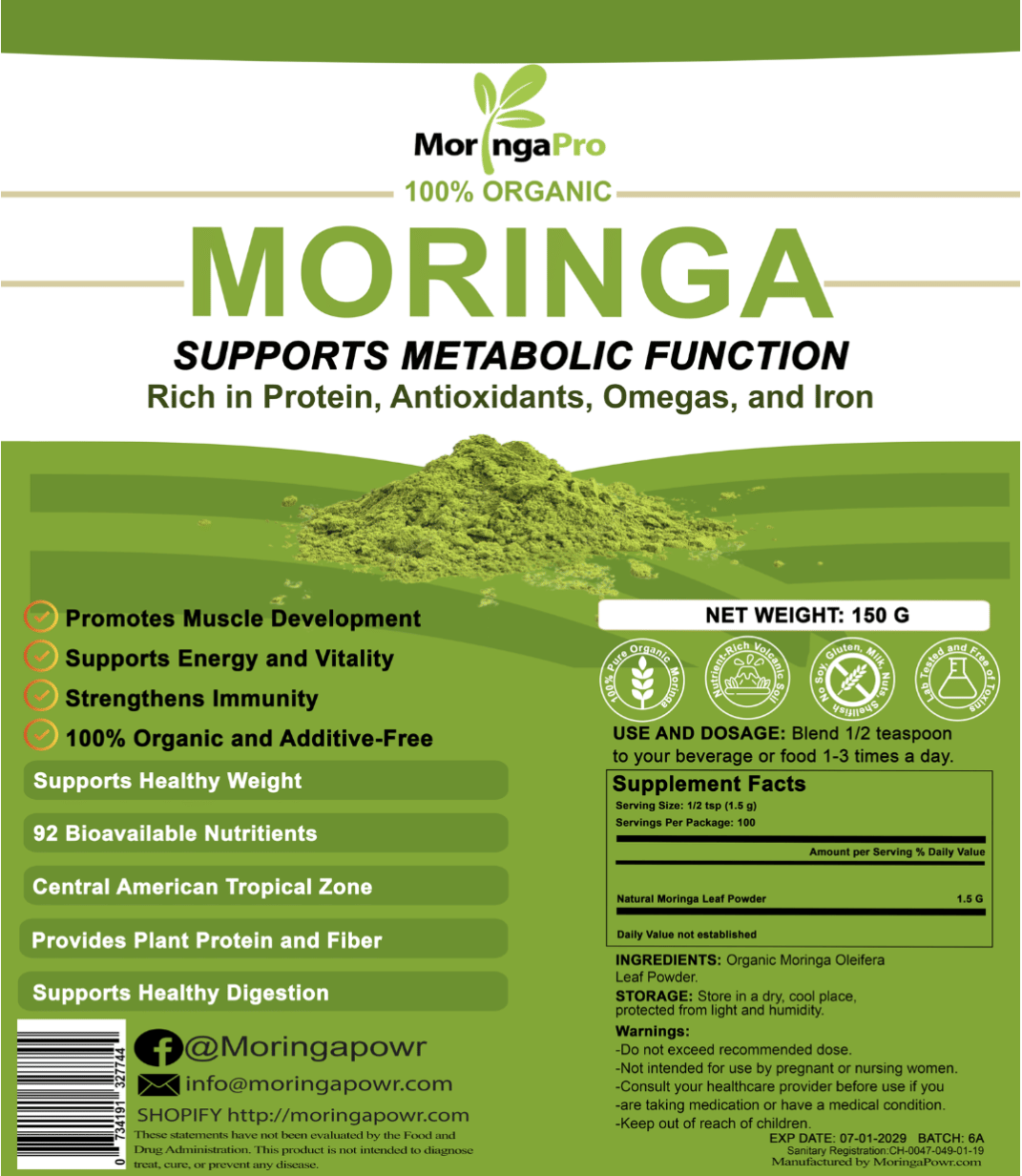 Moringa Leaf Powder - Organic - 150 Gr