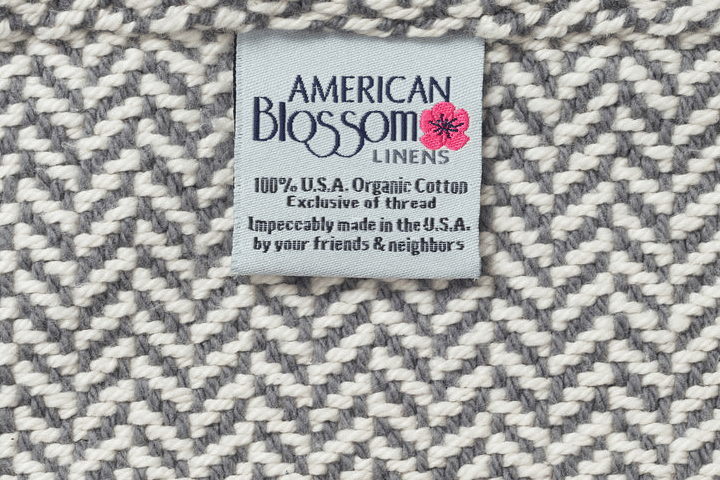 Herringbone Weave Cotton Blanket – 100% USA Organic Cotton Blanket in Multiple Sizes - Throw / Mountain Grey