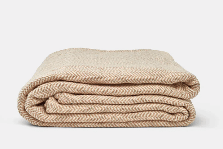 Herringbone Weave Cotton Blanket – 100% USA Organic Cotton Blanket in Multiple Sizes - King/Cal King / American Harvest