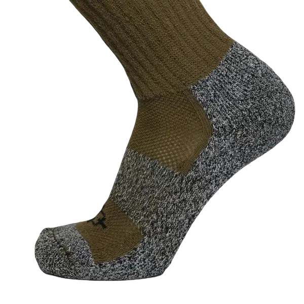 Rock Infiltrator Antimicrobial Rough Terrain Sock – Cushioned Boot Sock with Silver Fibers (Large, Men’s 9-12, Women’s 11+) / Coyote Brown