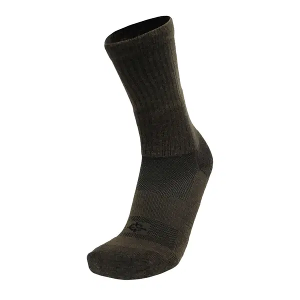 USA Merino Wool BEAST Crew – Tactical Sock with Moisture-Wicking, Odor-Resistant Merino (Large, Men's 9-12, Women's 11+) / Coyote Brown