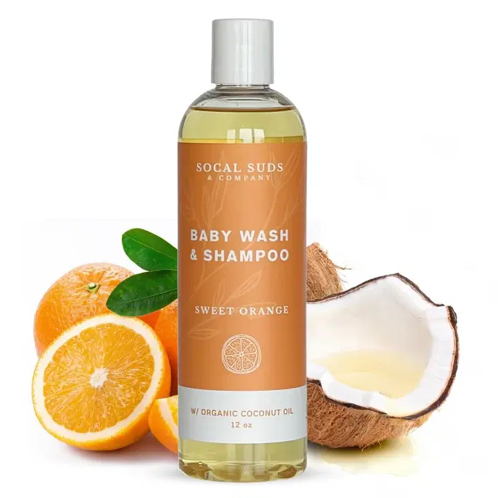 SoCal Suds & Company Baby Shampoo & Body Wash, 2-in-1 Organic Gel - Gentle Castile Soap with Vitamin-Infused Oils & Botanicals - Natural Care for Sensitive Skin & Body Hypoallergenic - 12oz Lavender - 12oz(Pack of 1) / Sweet Orange