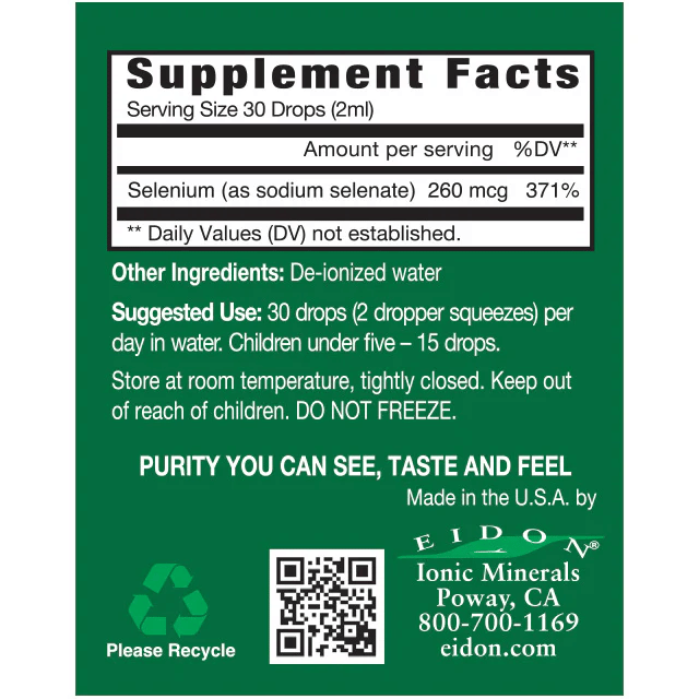 Liquid Selenium - Highly Absorbable Ionic Selenium Drops, Vegan & Gluten-Free Trace Mineral