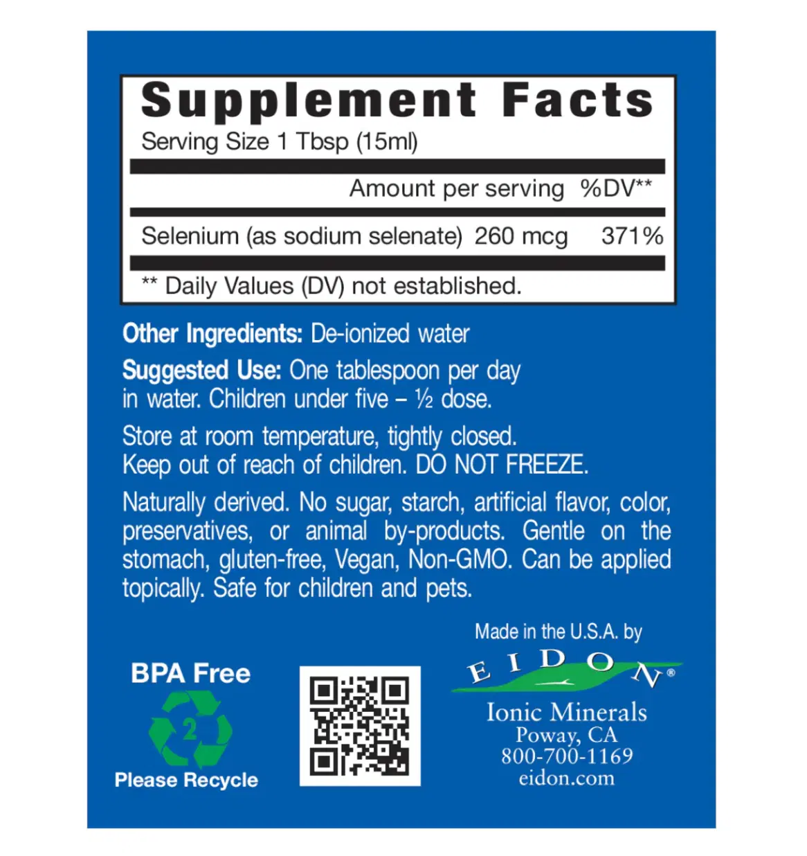  Liquid Selenium - Highly Absorbable Ionic Selenium Drops, Vegan & Gluten-Free Trace Mineral - 18oz Regular Strength (HDPE, BPA-Free Plastic Bottle)