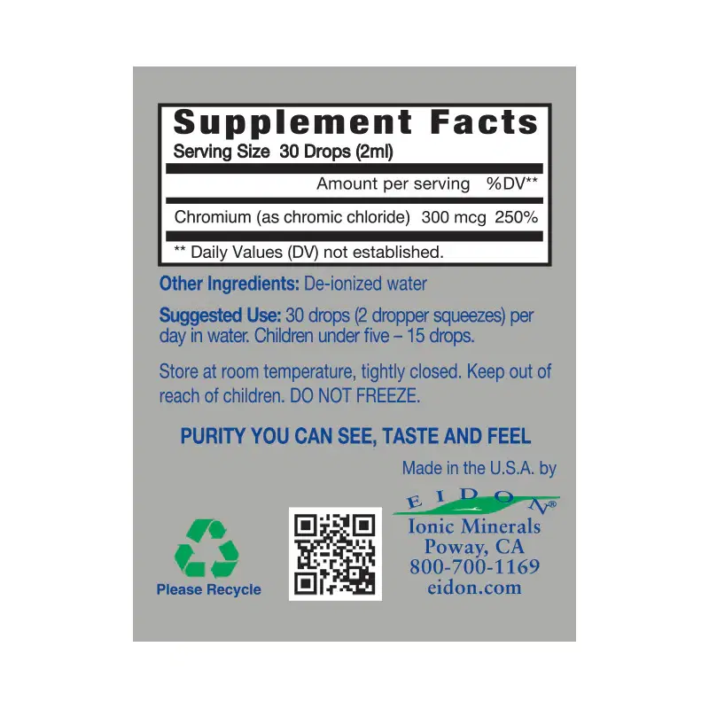 Liquid Chromium - Vegan Ionic Chromium Drops for Glucose & Energy Support, Gluten-Free