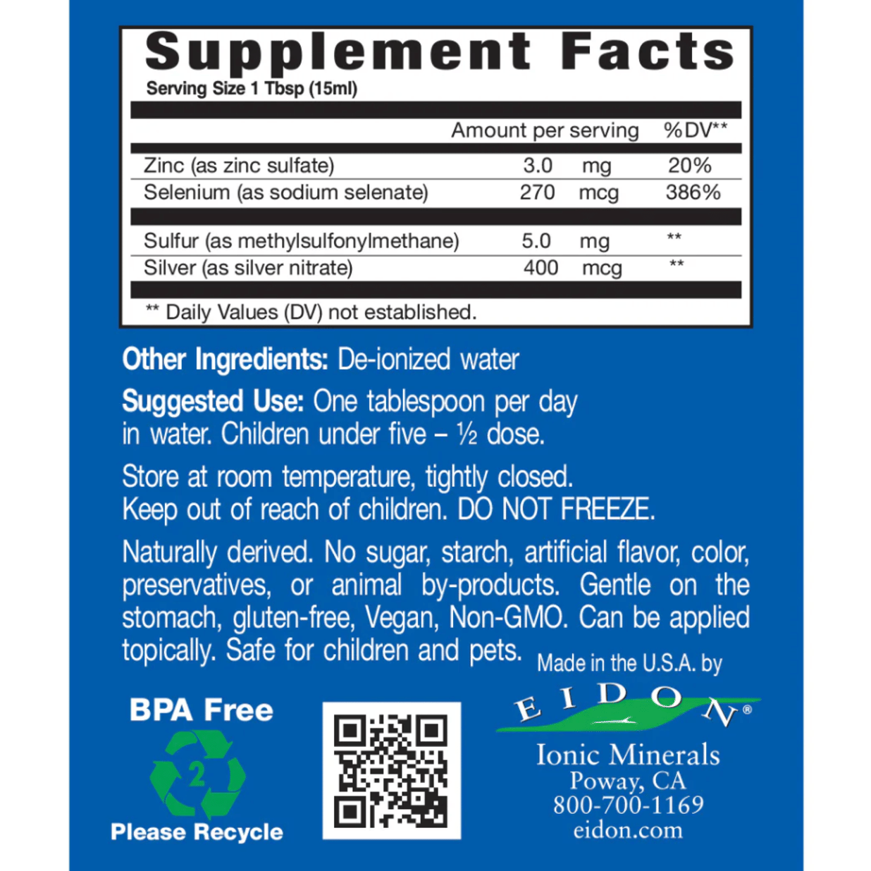 Mineral Blend - Immune Support - egan & Gluten-Free Immune Booster Drops with Zinc, Selenium, Sulfur & Silver - 18oz Regular Strength (HDPE, BPA-Free Plastic Bottle)