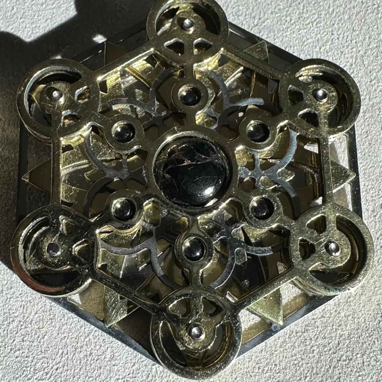 Quantum Medallion – Stainless Steel and Brass Frequency Medallion with Sacred Geometry and Semi Precious Stones